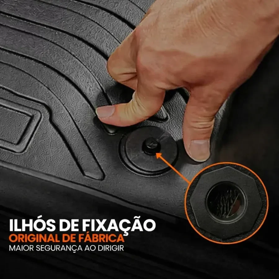 Ilhós de fixação original de fábrica no tapete 3D