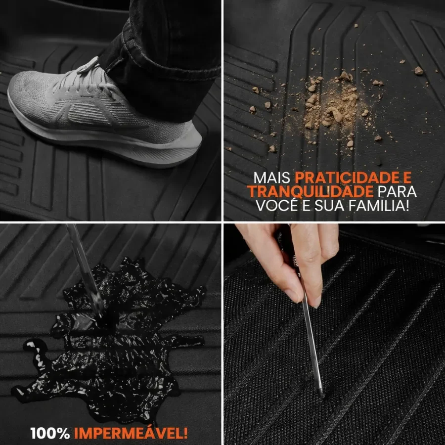 Tapete 3D impermeável: retém água, terra e sujidade